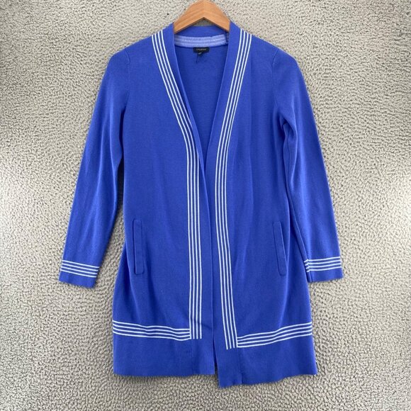 Talbots Sweater Womens Extra Small Blue Open Cardigan Stretch Knit Pocket Casual - Picture 1 of 10